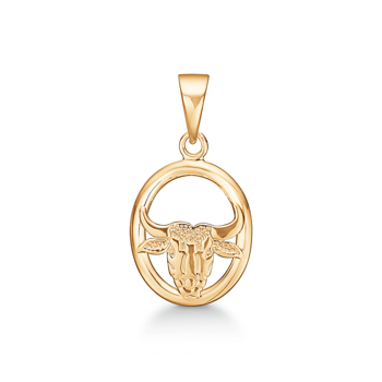 Støvring Design 8 ct gold pendant, Taurus zodiac sign with shiny surface, model 64202