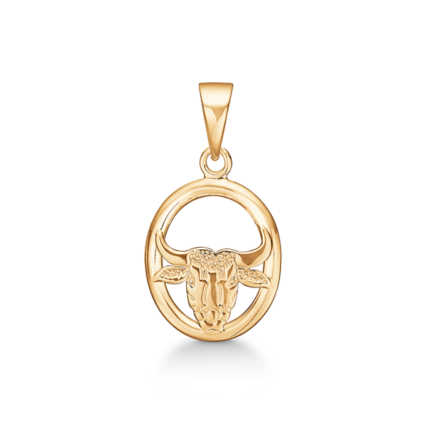 Støvring Design 14 ct gold pendant, Taurus zodiac sign with shiny surface, model 74202
