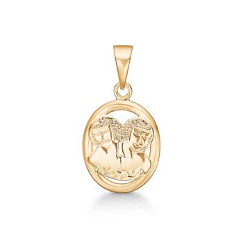 Støvring Design 8 kt gold pendant, Gemini zodiac sign with shiny surface, model 64203