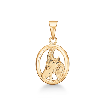 Støvring Design 14 ct gold pendant, Capricorn zodiac sign with shiny surface, model 74210