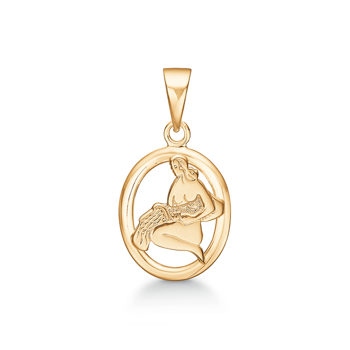 Støvring Design 14 ct gold pendant, Aquarius zodiac sign with shiny surface, model 74211