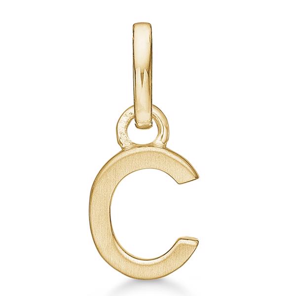 Letter pendant 8 mm, A-Z in 8 carat gold with matt and polished side