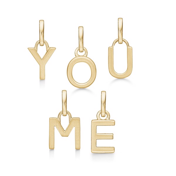 Letter pendant 8 mm, A-Z in 8 carat gold with matt and polished side