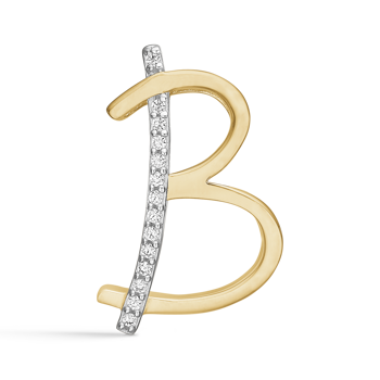 Letter pendant 15 mm, A-Z in 8 carat gold with zirconia