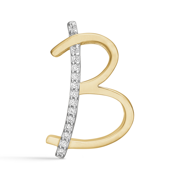 Letter pendant 15 mm, A-Z in 8 carat gold with zirconia