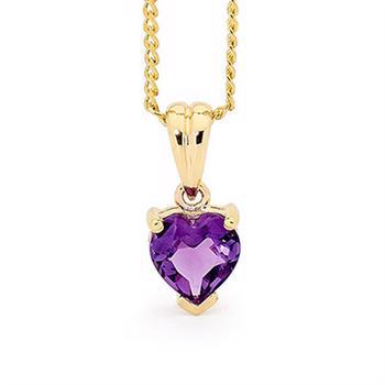 9 kt pendant with heart shaped Amethyst