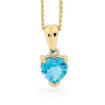 9 kt pendant with heart shaped blue topaz