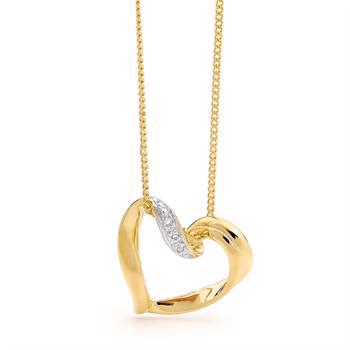 9 kt heart pendant w/ 3 pcs 0,005 ct diamonds