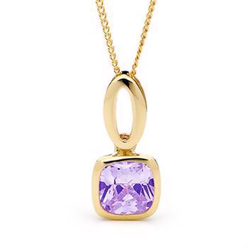 Gold pendant with large square Amethyst