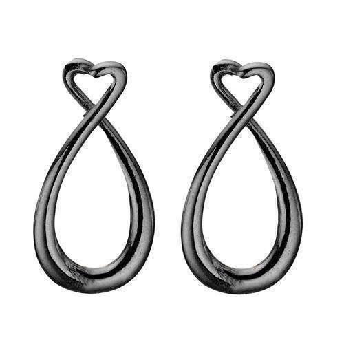 Christina Collect sterling black silver heart earrings, 670-B14heart