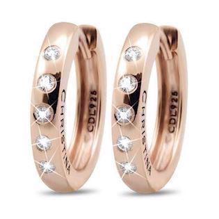 Christina Collect 925 sterling silver Creol elegant rose gold plated earrings with white topaz, where charms can be attached, model 670-R16topaz