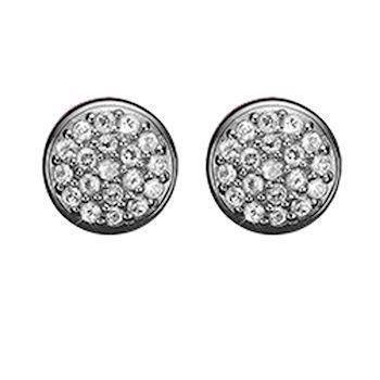 Christina Jewelry Collect 925 sterling silver Sparkling World Dark silver circle earrings with 38 genuine topazes, model 671-B42