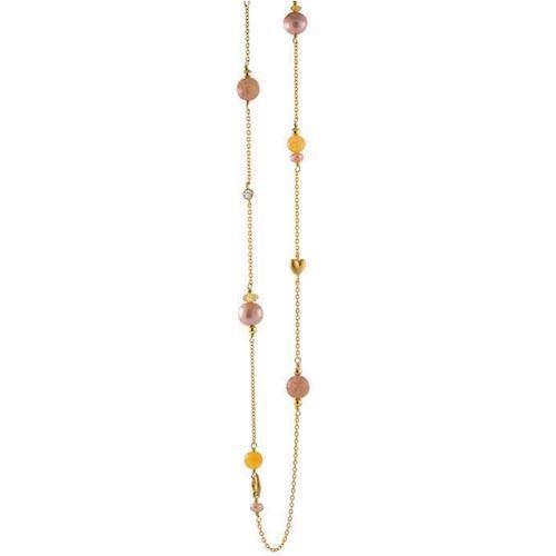Rabinovich Symphony gold plated silver necklace with golden natural stones, chain lengths 45 & 60 cm