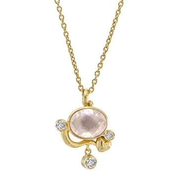 Rabinovich Lovely Collection Gold plated silver Pendant with Rose Quartz and 45/42 cm chain