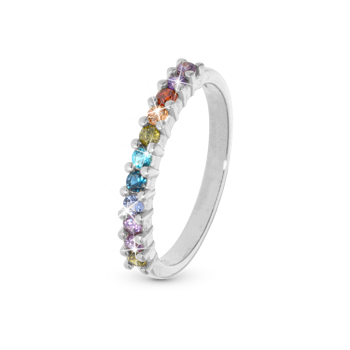 Rainbow Ring med multifarvet zirkonia i 925 sterling sølv fra Christina Jewelry i sterling sølv 