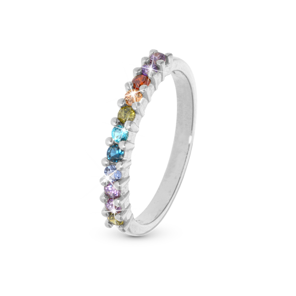 Rainbow Ring med multifarvet zirkonia i 925 sterling sølv fra Christina Jewelry i sterling sølv 