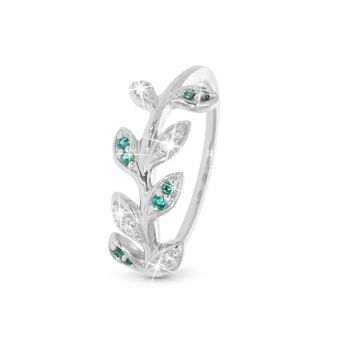 Køb model 2.29.A-49, Ring med blade med grønne og hvide zirkonia i 925 sterling sølv  her hos Houmann.dk