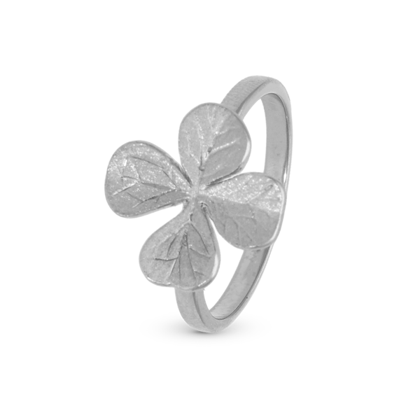 Four Leaf Clover Matteret og detaljeret firkløver ring i 925 sterling sølv fra Christina Jewelry i sterling sølv 