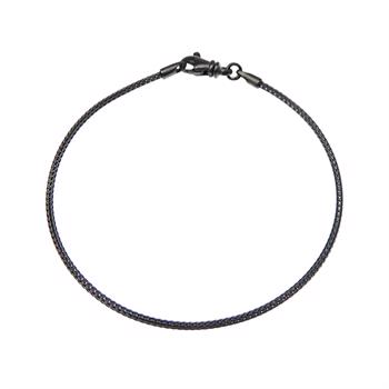 San - Link of joy Round Knitted Foxtail 925 Sterling Silver chain black oxidized, model 80003