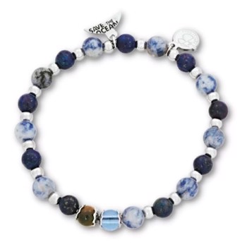 SAVE THE OCEAN - beads armbånd i blå, by Billgren - 21 cm 