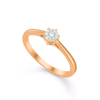 Guldring - 14kt. med 0.085 carats brillant W/SI