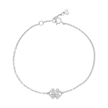 Armband kløver 7,5mm zirkonia 16-18cm 925, 16-18cm