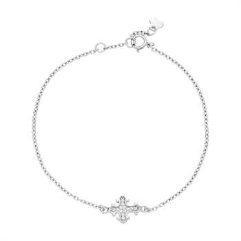 Armband kors 10x9mm zirkonia 14-16cm 925, 14-16cm