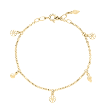 Marguerit Armband snäcka 3x5mm förgyllt 925 silver, 17-18-19cm