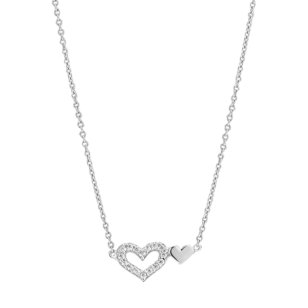 Collier dobbelt hjerte zirkonia sterling sølv