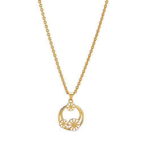 Lund Copenhagen marguerite necklace with 24 carat gold plated surface - 2 x 5,0 mm & 1 x 7,5 mm