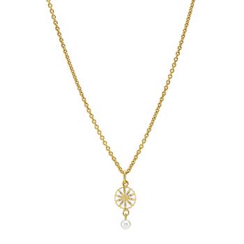 Classic maguerite pendant with elegant freshwater pearl from Lund Copenhagen