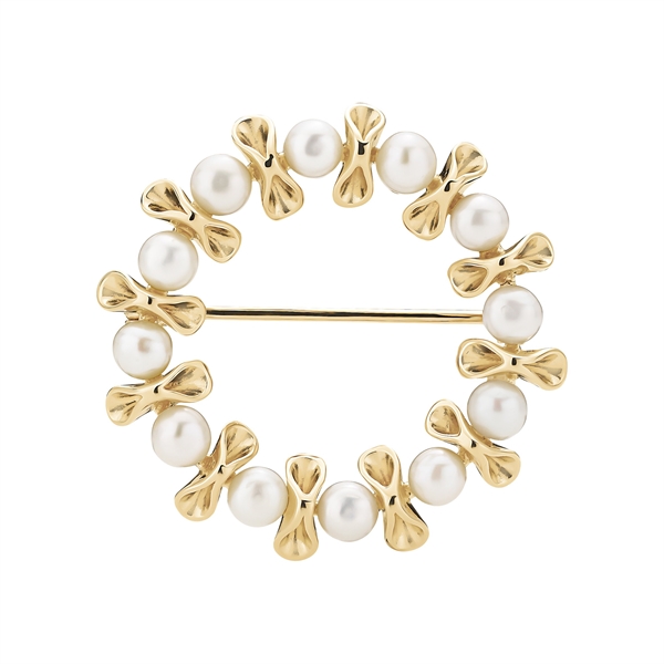 Broche med ferskvands perler 4-4,5mm forgyldt sølv