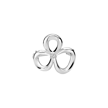 Broche blomst + zirkonia sterling sølv