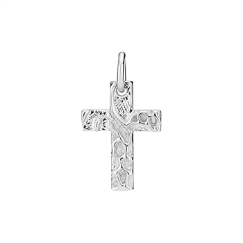 Vedhæng kors rustikt 17x12mm sterling sølv