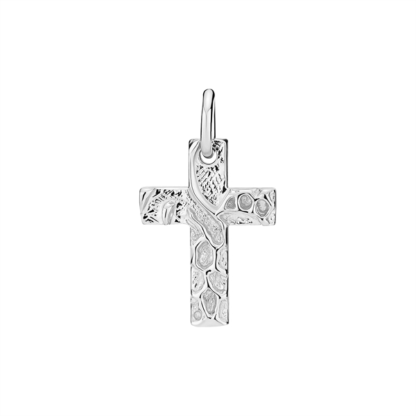 Vedhæng kors rustikt 17x12mm sterling sølv
