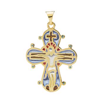 Dagmar Cross pendant from Lund Copenhagen in polished silver plated with enamel, -24 x 20 mm