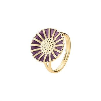 Marguerit ring lilla 18mm forgyldt sterling sølv