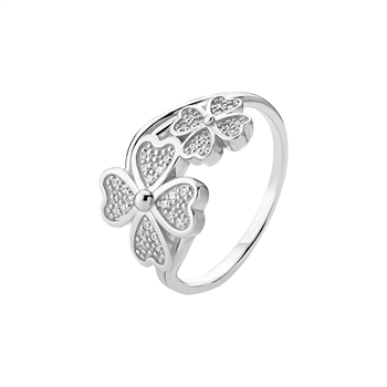 Ring kløver 12+7,5mm med zirkonia sterling sølv