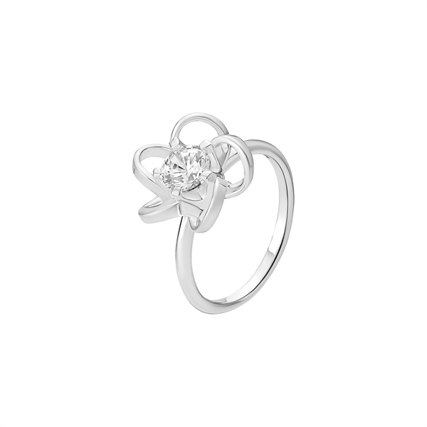 Ring med blomst og zirkonia sterling sølv
