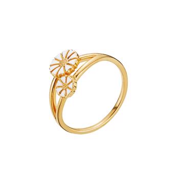 Lund Copenhagen 5 mm and 7.5 mm daisy 24 carat gold plated finger ring, model 9075008-M