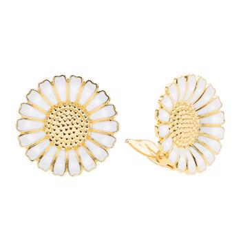 25 mm white w/gold plated Marguerite ear clips from Lund of Copenhagen