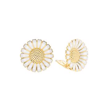 25 mm white w/gold plated Marguerite ear clips from Lund of Copenhagen