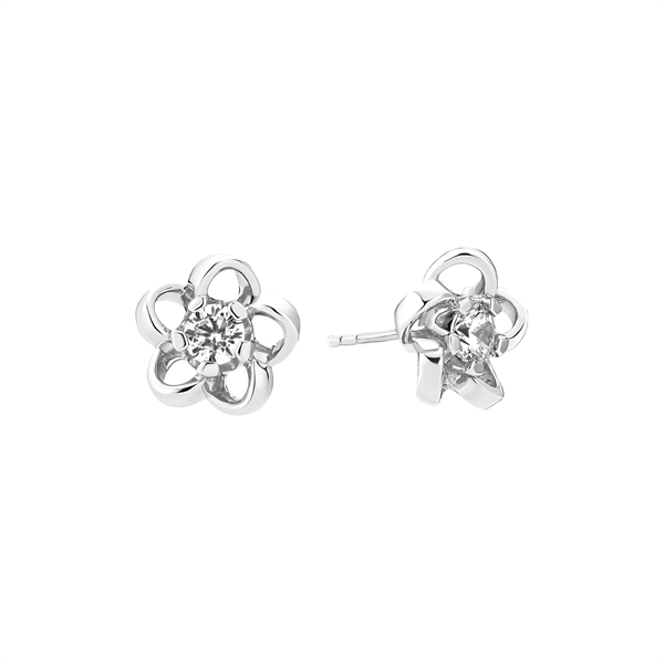 Örhängen i blomform med zirkonia och blank yta i sterling silver.