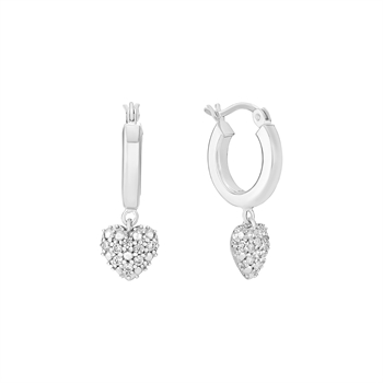Creol 15 mm med hjerte og zirkonia sterling sølv
