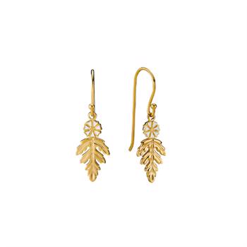 Lund Copenhagen Marguerite 925 sterling silver Earrings 24 ct gold plated with white enamel, model 9095033-2-M