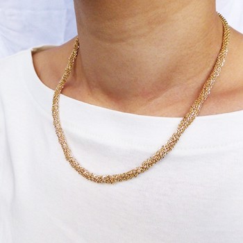 8 row multi-chain necklace in gold plated sterling silver 