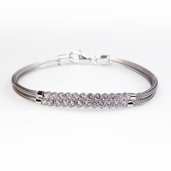 San - Link of joy Soft Foxtail Silver Design 925 sterling silver bracelet rhodium plated, model 97005-A