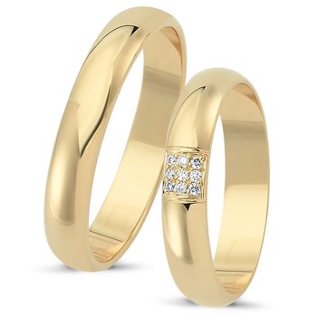 Nuran Love Sweet Love yellow gold Wedding rings with 9 pcs diamonds Wesselton SI