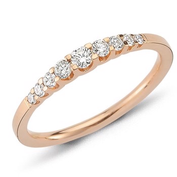 Nuran 14 ct rose gold diamond alliance ring, from the Empire rings series with 0.24 ct diamonds Wesselton / SI
