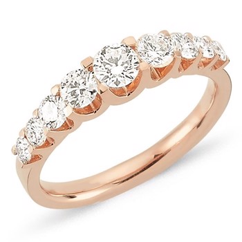 Nuran 14 ct rose gold diamond alliance ring, from the Empire ring series with 0,24 ct to 1,00 ct diamonds Wesselton / SI